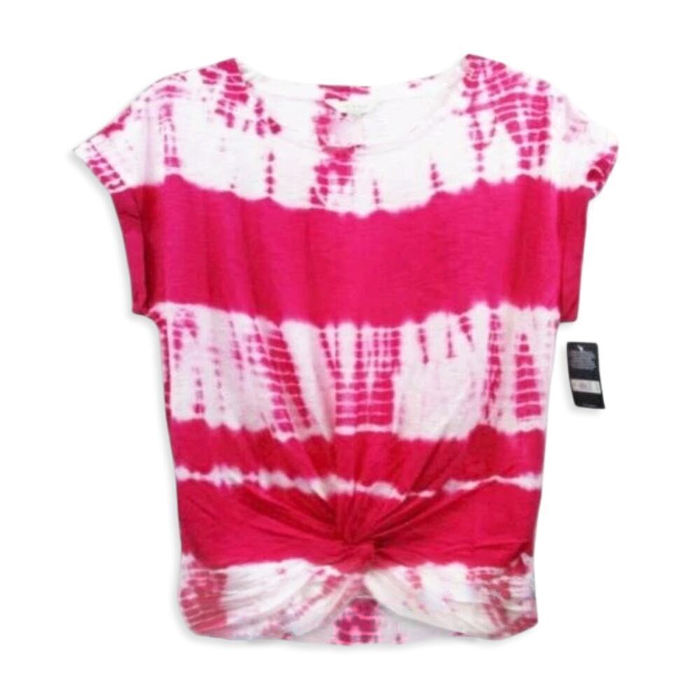 New Lucky Brand Women's Tie-Dye Twist Front Lightweight Cotton T-Shirt - Picture 3 of 5